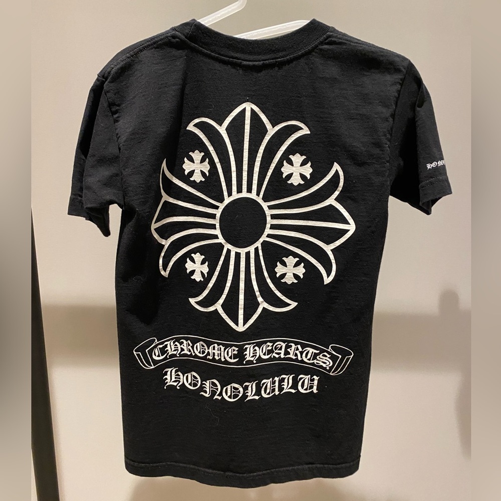 Chrome Hearts Black Tee with White Emblem Honolulu edition